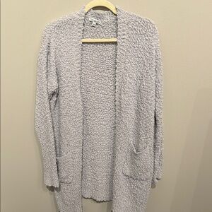 Textured Long Gray Cardigan